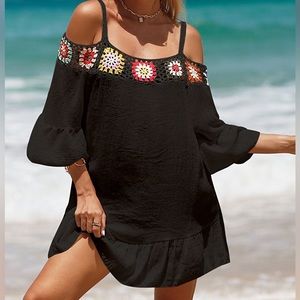 Beautiful swim suit cover up / dress! Crochet deatails NWOT never worn